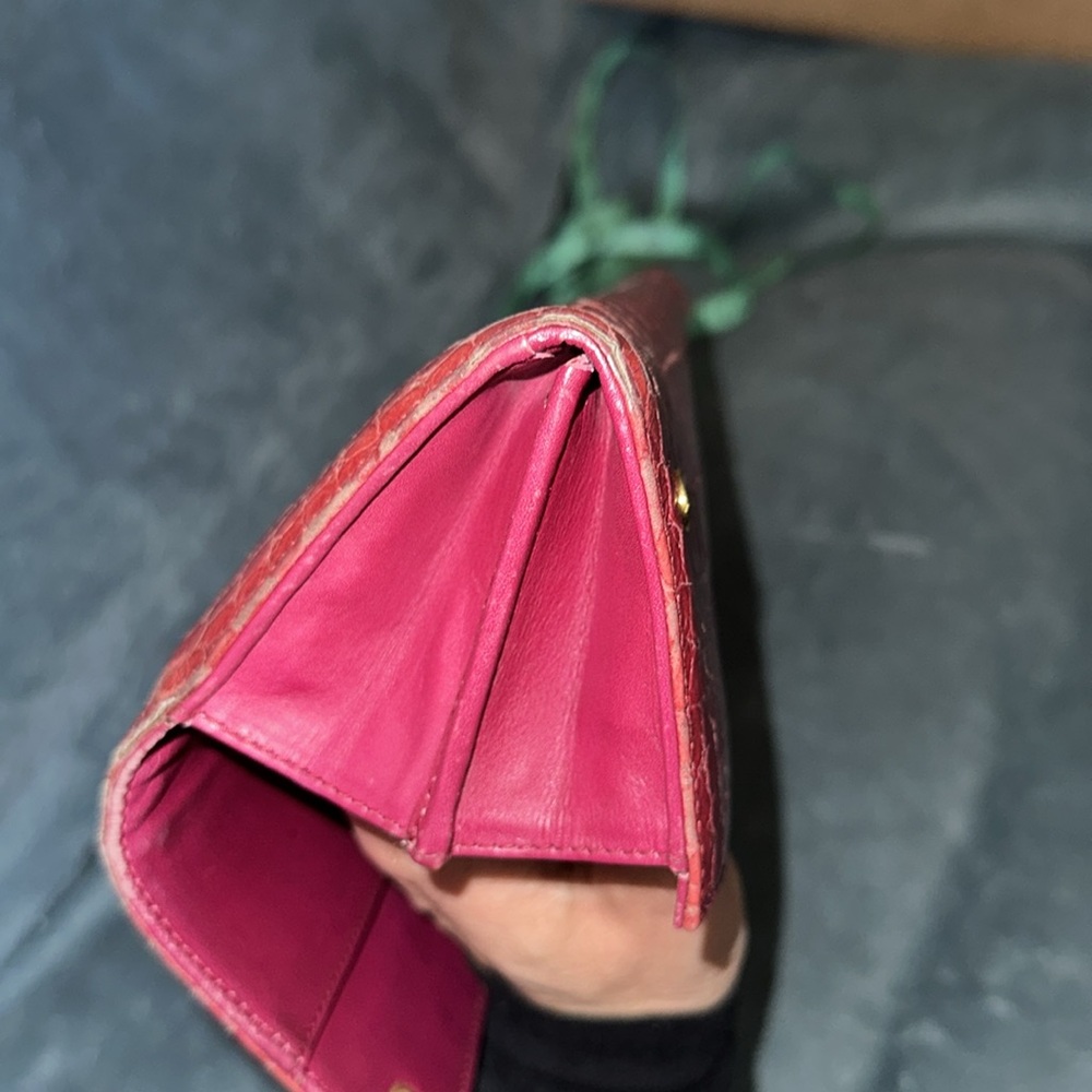 Miu Miu Red Long Wallet Crocodile Embossed With P… - image 8